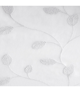 Voilage blanc brodés feuilles avec tunnel passe-tringle, paire de 2X 60x90cm - prêts à poser, Atout Ciel Voilage blanc brodés feuilles avec tunnel passe-tringle, paire de 2X 60x90cm - prêts à poser, Atout Ciel
