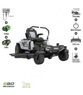 PACK tondeuse à rayon braquage zero 15Ah chargeur mural coupe 132 cm Ego ZT5201E-L