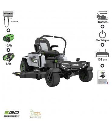PACK tondeuse à rayon braquage zero 15Ah chargeur mural coupe 132 cm Ego ZT5201E-L