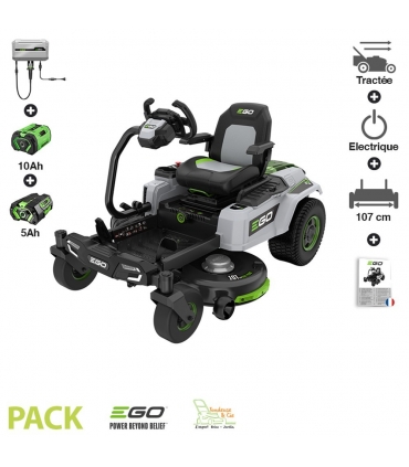 Tondeuse à gazon Zero Turn (avec volant) batterie 15Ah chargeur mural inclus Ego coupe 107 cm ZT4201ES
