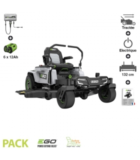 PACK tondeuse à rayon braquage zero 6 batteries 12Ah 56v chargeur mural coupe 132 cm Ego ZT5201E-L PACK tondeuse à rayon braquage zero 6 batteries 12Ah 56v chargeur mural coupe 132 cm Ego ZT5201E-L