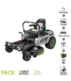 Tondeuse à gazon Zero Turn batterie 15Ah chargeur mural inclus Ego coupe 107 cm ZT4201E