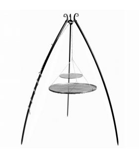 Barbecue 2 Grilles de Cuisson suspendu sur Trépied 200 cm – en acier 80 cm et 40 cm