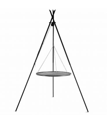 Barbecue Grille de Cuisson suspendu «TIPI» sur Trépied 210 cm – en acier 50 cm