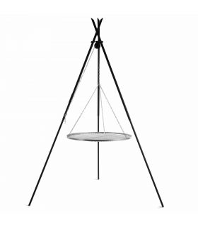 Barbecue Grille de Cuisson suspendu «TIPI» sur Trépied 210 cm – en acier inox 60 cm