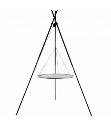 Barbecue Grille de Cuisson suspendu «TIPI» sur Trépied 210 cm – en acier inox 80 cm