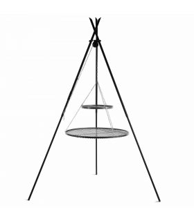 Barbecue 2 Grilles de Cuisson suspendu «TIPI» sur Trépied 210 cm – en acier 70 cm et 40 cm