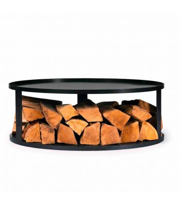 Base ronde avec range-bûches pour braséro 82 cm