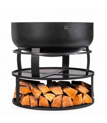 Base ronde avec range-bûches pour braséro 82 cm