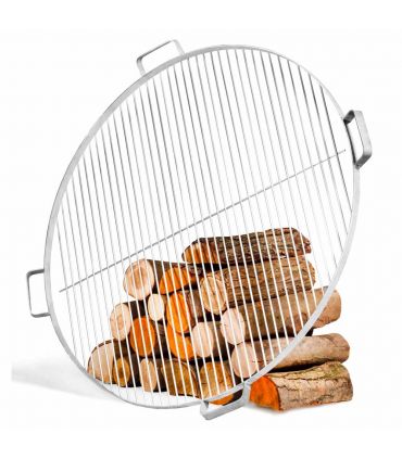 Grille de cuisson en acier inox 80 cm avec 4 poignées à poser sur brasero