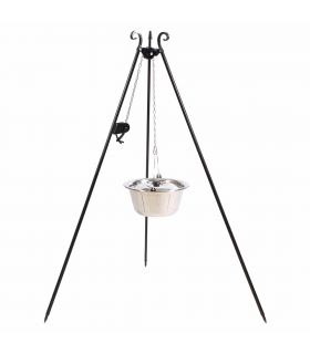 Bouilloire hongroise inox 10 l sur Trépied 180 cm avec moulinet