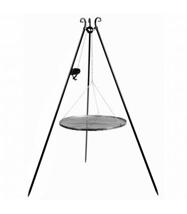 Barbecue Grille de Cuisson suspendu sur Trépied 200 cm – en acier 50 cm avec moulinet