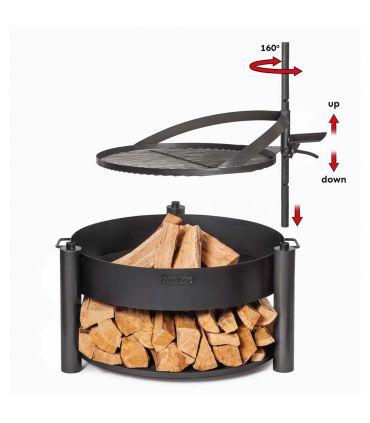 Braséro de jardin avec grille multifonctionnel 60cm «MONTANA X» de la grille 50 cm