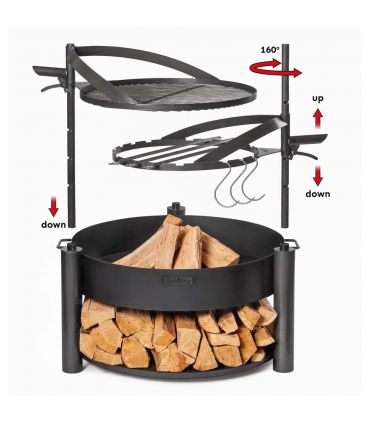 Braséro de jardin avec grille multifonctionnel 60cm «MONTANA X» de la grille 50 cm