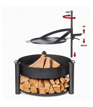 Braséro de jardin avec grille multifonctionnel 60cm «MONTANA X» de la grille 50 cm
