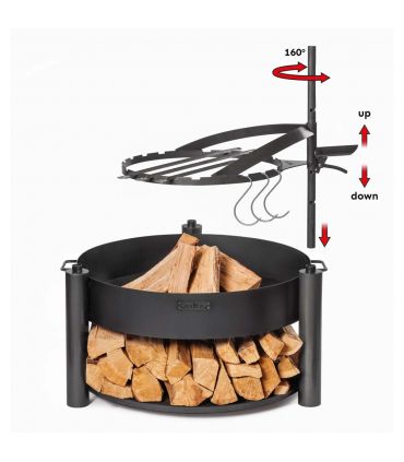 Braséro de jardin avec grille multifonctionnel 60cm «MONTANA X» de la grille 50 cm