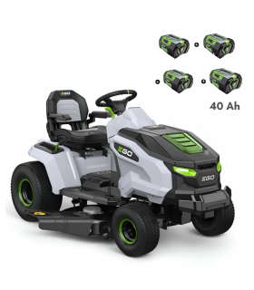 PACK Tracteur tondeuse autoportée à éjection latérale et mulching, 4 batteries 10Ah et chargeur rapide - EGO TR4201E PACK Tracteur tondeuse autoportée à éjection latérale et mulching, 4 batteries 10Ah et chargeur rapide - EGO TR4201E