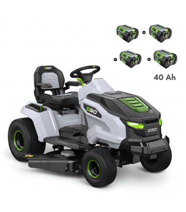 PACK Tracteur tondeuse autoportée à éjection latérale et mulching, 4 batteries 10Ah et chargeur rapide - EGO TR4201E