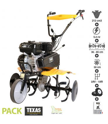 Motobineuse thermique 212cc 6 fraises boulonnés 2 AV 1 AR TEXAS FX815TG