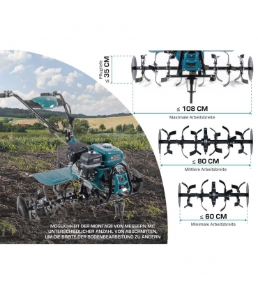 Motoculteur à essence 212 cc 7 CV, largeur 108 cm, 2 vitesses avant/1 arrière - KS 7HP-1050G