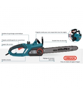 Tronçonneuse électrique 2200W avec guide et chaîne Oregon 40cm - Könner  Söhnen KS CS2200-16 Tronçonneuse électrique 2200W avec guide et chaîne Oregon 40cm - Könner  Söhnen KS CS2200-16