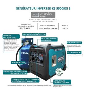 Générateur à essence-gaz de type inverter 5500W - Könner  Söhnen KS 5500iEG S Générateur à essence-gaz de type inverter 5500W - Könner  Söhnen KS 5500iEG S