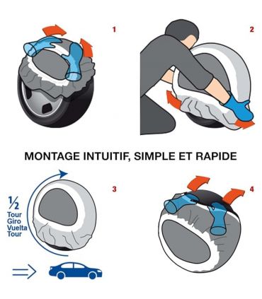 Paire de chaussettes neige ultra résistantes pneu 185/70R15, homologuées loi montagne - Polaire 0G79-PRSC-14