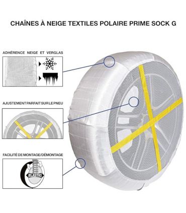 Chaussettes de neige Ultra résistantes Montage facile pour pneu 215/50R15 Polaire 0G76-PRSC-10