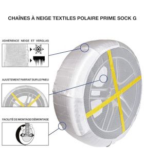 Paire de chaussettes homologuées loi montagne pour pneu 175/65R14 Polaire 0G72-PRSC-8