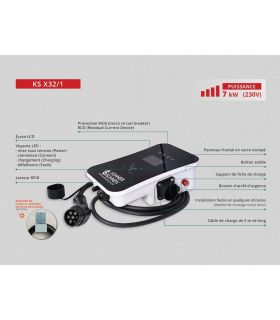 Borne de recharge Type 2 pour véhicules électriques, 7kW, 230V 32A -  KS X32/1 Könner  Söhnen