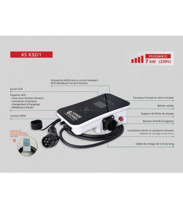Borne de recharge Type 2 pour véhicules électriques, 7kW, 230V 32A -  KS X32/1 Könner  Söhnen