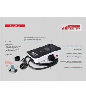 Borne de recharge rapide voitures électriques Type 2, 11kW - Triphasée - Könner  Söhnen KS X16/3