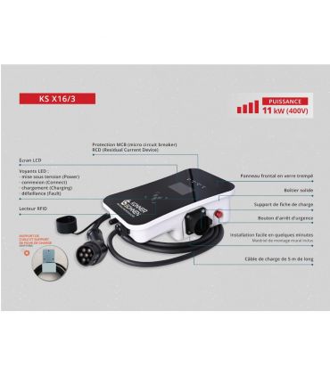 Borne de recharge rapide voitures électriques Type 2, 11kW - Triphasée - Könner  Söhnen KS X16/3