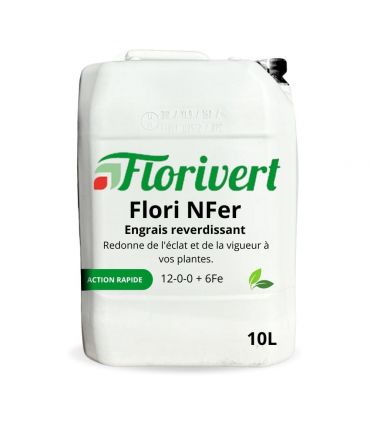 Engrais gazon au fer Flori NFer 12-0-0   6Fe 10L pour reverdissement des plantes - Florivert NEG00989