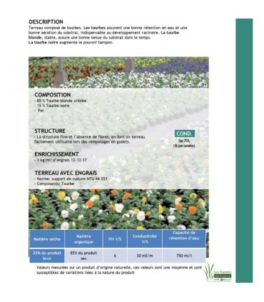 Terreau pour plantes vertes et fleurs Flori Horticole 70L, structure fine - Florivert NEG01644