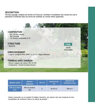 Substrat Flori Plantat. MYCOR100 70L enrichi en engrais, pour plantations et rétention d'eau - Florivert NEG01618