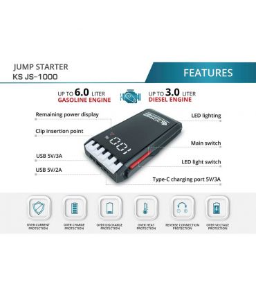 Booster de batterie voiture, batterie 12000 mAh, Könner  Söhnen, KS JS-1000