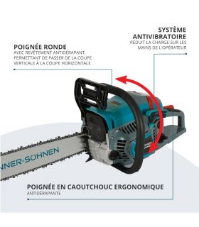 Tronçonneuse à essence 50", moteur 54.5 cm3 - Könner  Söhnen KS CS31G-20 Tronçonneuse à essence 50", moteur 54.5 cm3 - Könner  Söhnen KS CS31G-20