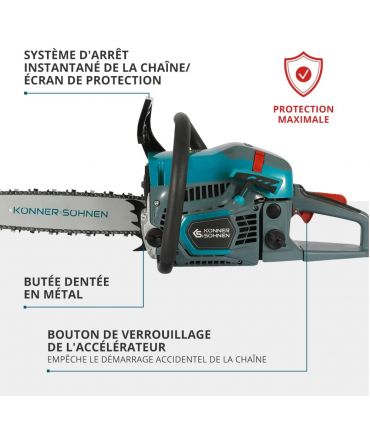 Tronçonneuse à essence 45 cm³, chaîne et guide 33 cm - Könner  Söhnen KS CS21G-13