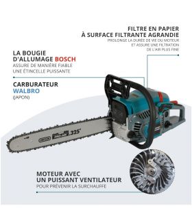Tronçonneuse thermique 50" moteur 54,5 cm³, guide et chaîne OREGON - Könner  Söhnen KS CS31G-20-1 Tronçonneuse thermique 50" moteur 54,5 cm³, guide et chaîne OREGON - Könner  Söhnen KS CS31G-20-1