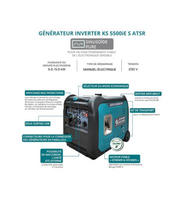 Générateur-onduleur, avec boîte anti-bruit, 5500W - Könner  Söhnen KS 5500iES ATSR