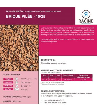 Paillage minéral décoratif en brique pilée 10/25 big bag 1 m3 pour 20m2