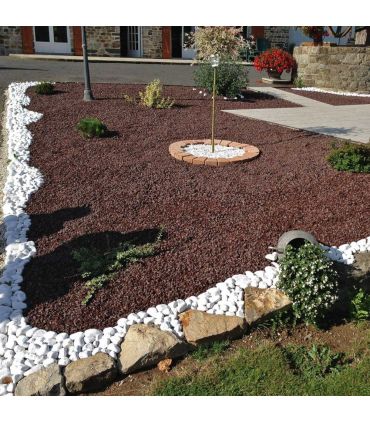 Paillage minéral en pouzzolane rouge 7/15mm, sac de 20l - KOM31