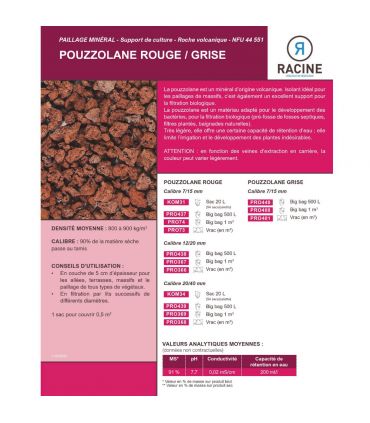 Paillage minéral en pouzzolane rouge 7/15mm, sac de 20l - KOM31