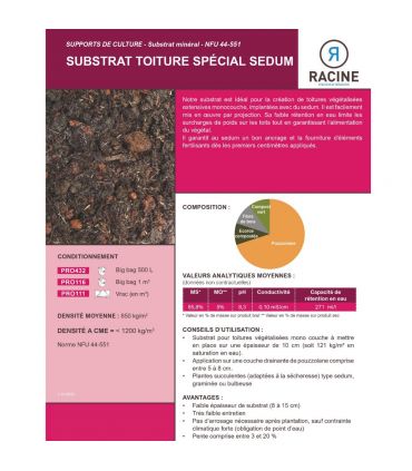 Terreau substrat toitures végétalisées spécial sedum Big bag 1 m3