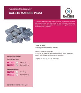 Paillage minéral Galet marbre pigat 25-40mm, 10 filet de 20 kg - F-PAI077 Paillage minéral Galet marbre pigat 25-40mm, 10 filet de 20 kg - F-PAI077