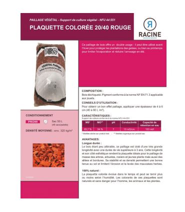 Paillage plaquette colorée 20/40mm, Rouge, 24 sacs 50l - PRO99-24x50