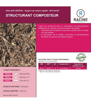 Structurant composteur, Big bag de 500 L - Aération et absorption de l'humidité - PRO40
