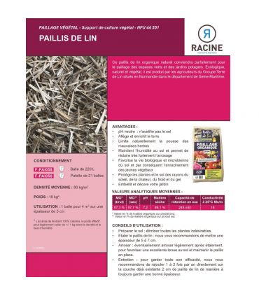 Paillis de lin, organique et naturelle pour jardins potagers, 21 balles de 220l - F-PAI058-21x220