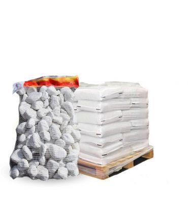 Galet marbre blanc pur 40-60mm, 10 filets de 20 kg - F-PAI050-10x20